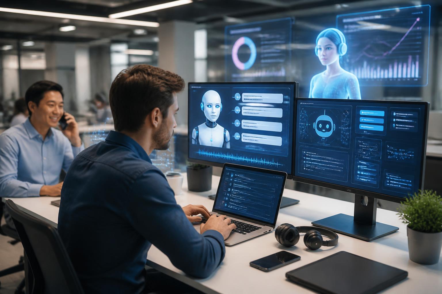 optimisez la relation client grâce à l'intégration et au déploiement de chatbots et callbots professionnels, des assistants virtuels innovants conçus pour améliorer l'efficacité et la satisfaction client.